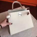 White Epsom Knockoff Hermes Kelly Sellier 28cm Structured Handbag - Image 5