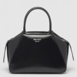 Prada Supernova Small Top Handle Bag Replica in Black Brushed