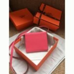Rose lipstick AAA fake Hermes Clic wallet with strap - Image 4