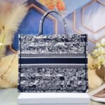 Dior Large Book Tote Bag Fake in Blue Toile de Jouy Stripes Embroidery - Image 6