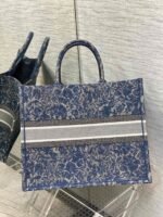 Dior Large Book Tote Bag Replica in Blue Brocart Denim-Effect Embroidery - Image 5
