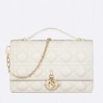 Dior Miss Dior Top Handle Bag Replica in White Cannage Lambskin