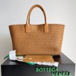 Top Quality Fake Bottega Veneta Cabat Medium Bag In Caramel Intrecciato Lambskin - Image 6