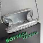 Fake Bottega Veneta Knot Minaudiere On Strap Silver Intreccio Laminated Leather - Image 6