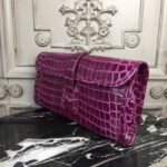 Fuchsia Crocodile Leather Knockoff Hermes Jige Elan 29 Bold Clutch - Image 6