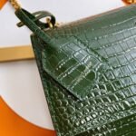 Fake Saint Laurent Sunset Medium Chain Bag Green Crocodile-embossed Leather - Image 7