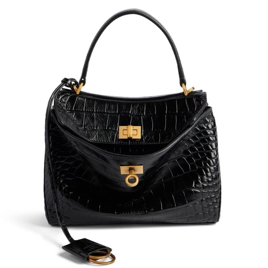 5BC85EB4-D6BD-2B85-E8D9-D862DFA059B9.jpg Knockoff Balenciaga Rodeo Mini Bag Black Crocodile Embossed Calfskin - Image 1
