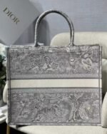 Dior Large Book Tote Bag Knockoff in Gray Toile de Jouy Reverse Embroidery - Image 5