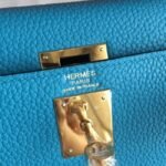 Turquoise Clemence Imitation Hermes Kelly Retourne 28cm Colorful Bag - Image 3