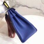 Blue with Zigzag Handle Replica Hermes Kelly 28cm Special Design - Image 7
