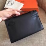 Black Swift Top Replica Luxury Hermes Kelly Pochette Minimalist Clutch - Image 3