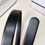 Black Quilted Leather CC Logo Belt - Image 6