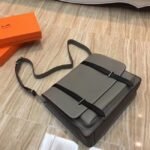Grey Bicolor Imitation Hermes Steve Messenger Bag - Image 3