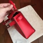Red Swift Replica Hermes Kelly 20cm Classic Handbag - Image 7