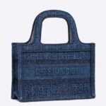 Dior Mini Book Tote Bag Fake in Denim Blue Oblique