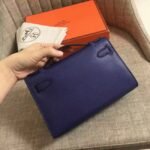 Sapphire Epsom Top Fake Hermes Kelly Pochette Deep Blue Clutch - Image 4