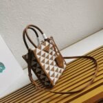 Prada Symbole Micro Bag Replica in White/Brown Jacquard Fabric - Image 5