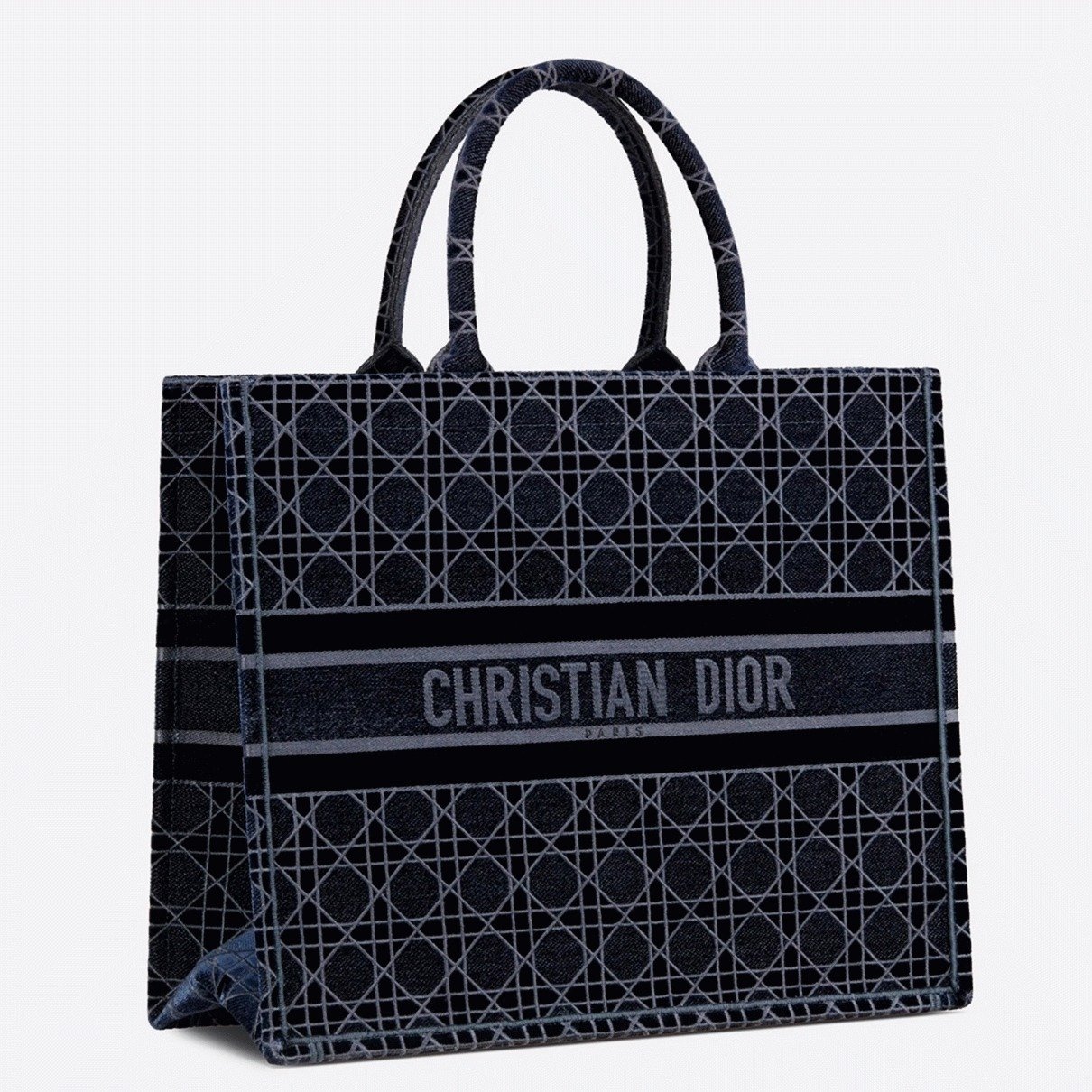 5EBA89D1-0EED-4CCF-3713-99D3D2323562.jpg Dior Large Book Tote Bag Knockoff in Blue Cannage Embroidered Velvet - Image 1