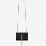 Replica Saint Laurent Kate Small Tassel Bag Black Crocodile-embossed Leather