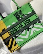 Dior Medium Book Tote Bag Faux in Green D-Jungle Pop Embroidery - Image 6