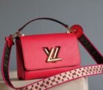 Louis Vuitton Epi Leather Twist MM Handbag In Red With Embroidered Strap - Image 2