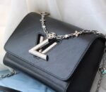 Louis Vuitton Epi Leather Twist MM With Flowers Jewels Chain Bag In Black - Image 2