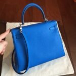 Blue Clemence Replica Hermes Kelly 25cm Chic Tote - Image 2