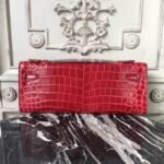 Red Crocodile Copy Hermes Kelly Cut Clutch Exotic Luxury Bag - Image 5