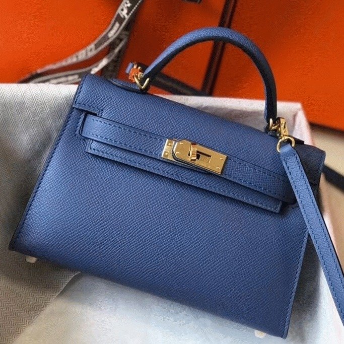 5F5984DA-243F-DE22-A162-53034B6131DB.jpg Hermes Kelly Mini II Bag Fake in Blue Agate - Image 1