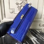 Blue Electric Crocodile Replica Hermes Kelly Cut Clutch Bold Statement - Image 7