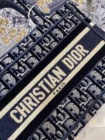 Dior Mini Book Tote Bag Imitation in Blue Velvet Oblique Embroidered - Image 4