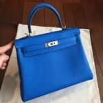 Blue Clemence Replica Hermes Kelly 25cm Chic Tote