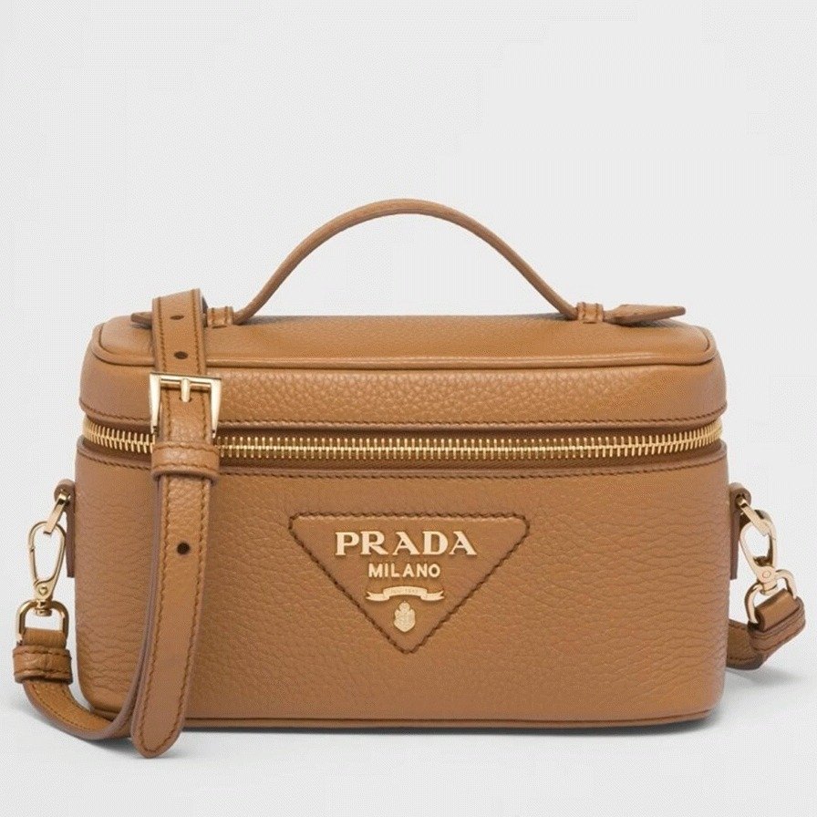 606F69B7-EEA1-385A-B20D-1570707BED19.jpg Prada Mini Vanity Bag Imitation in Brown - Image 1