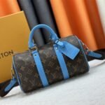 Louis Vuitton Monogram Macassar Canvas Keepall Bandouliere 25 In Gaston Blue