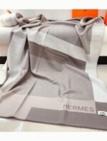 Best replica Hermes H Riviera blanket in beige wool and cashmere - Image 6