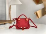Red Grained Leather Chloe Marcie Mini Double Handle Fake Bag - Image 6