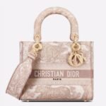 Dior Lady D-Lite Medium Bag Replica in Pink Toile de Jouy Embroidery