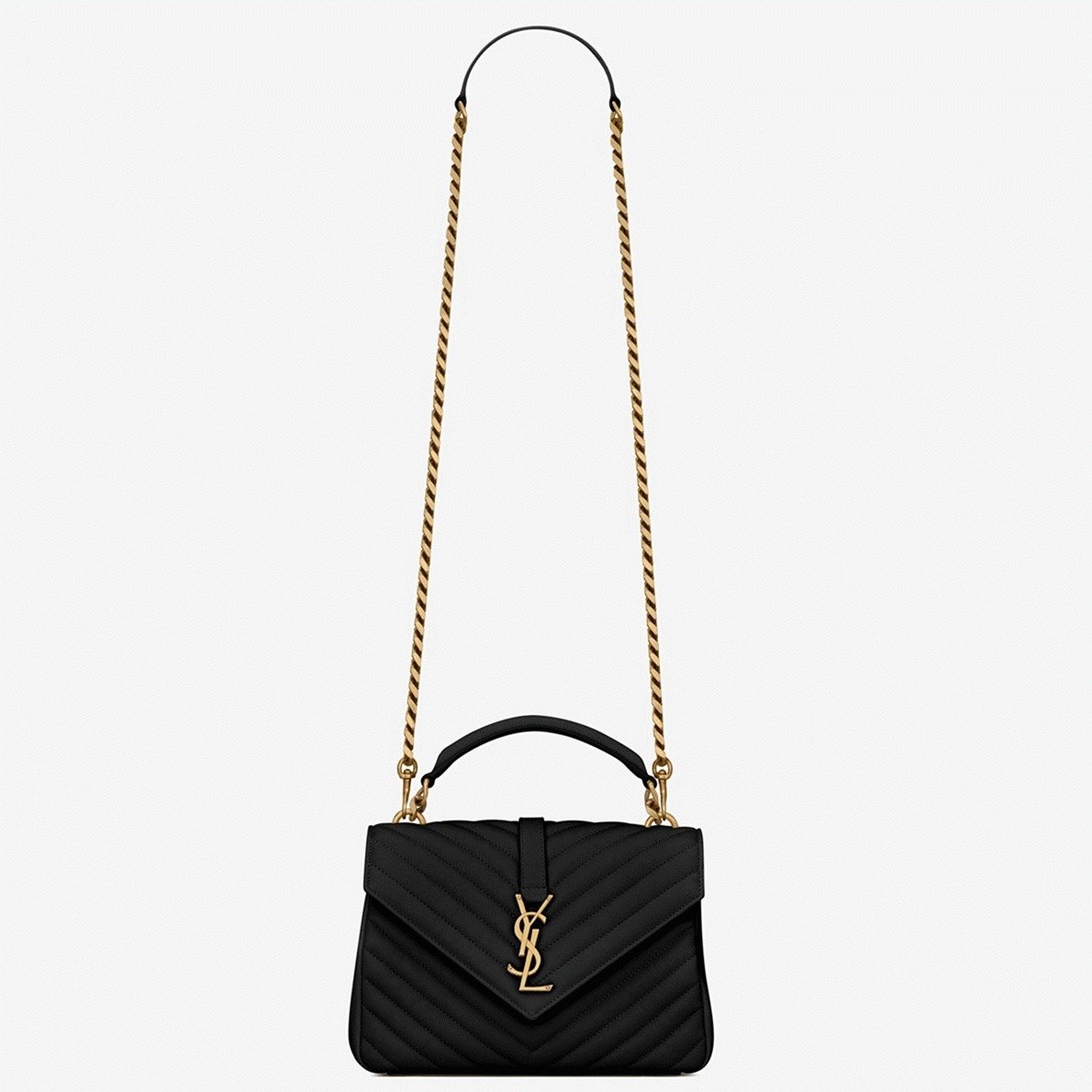 613421A1-D80E-080B-8B61-069DC5563CE0.jpg Replica Saint Laurent College Medium Chain Bag Noir - Image 1