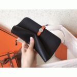 Black orange fake luxury Hermes Dogon duo wallet - Image 8