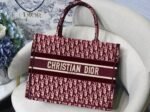 Dior Medium Book Tote Bag Replica in Bordeaux Velvet Oblique Embroidered - Image 3