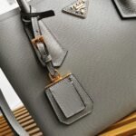 Grey Prada Double Medium Tote Bag Replica - Image 4