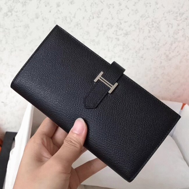 62052A26-1249-BB93-736B-F1605FFA9FA8.jpg Black Epsom Copy Designer Hermes Bearn Wallet - Image 1