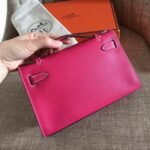 Rose Red Epsom Knockoff Hermes Kelly Pochette Chic Mini Bag - Image 8