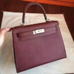 Bordeaux Epsom Copy Hermes Kelly Sellier 28cm Premium Handbag - Image 8