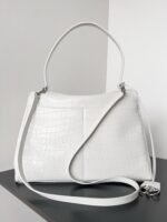 Knockoff Balenciaga Rodeo Large Bag White Crocodile Embossed Calfskin - Image 9