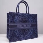 Dior Large Book Tote Bag Fake in Blue KaleiDiorscopic Embroidered Cotton - Image 4