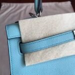 Blue Atoll Epsom Fake Hermes Kelly 25cm Sellier Elegant Handbag - Image 5