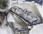 Dior Saddle Bag Replica in Blue Toile de Jouy Embroidery - Image 8