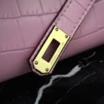 Pink Crocodile Replica Hermes Kelly Cut Clutch Feminine Tote - Image 3