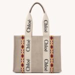 Top Quality Replica Chloe Medium Woody Tote Bag with Hand-embroidered